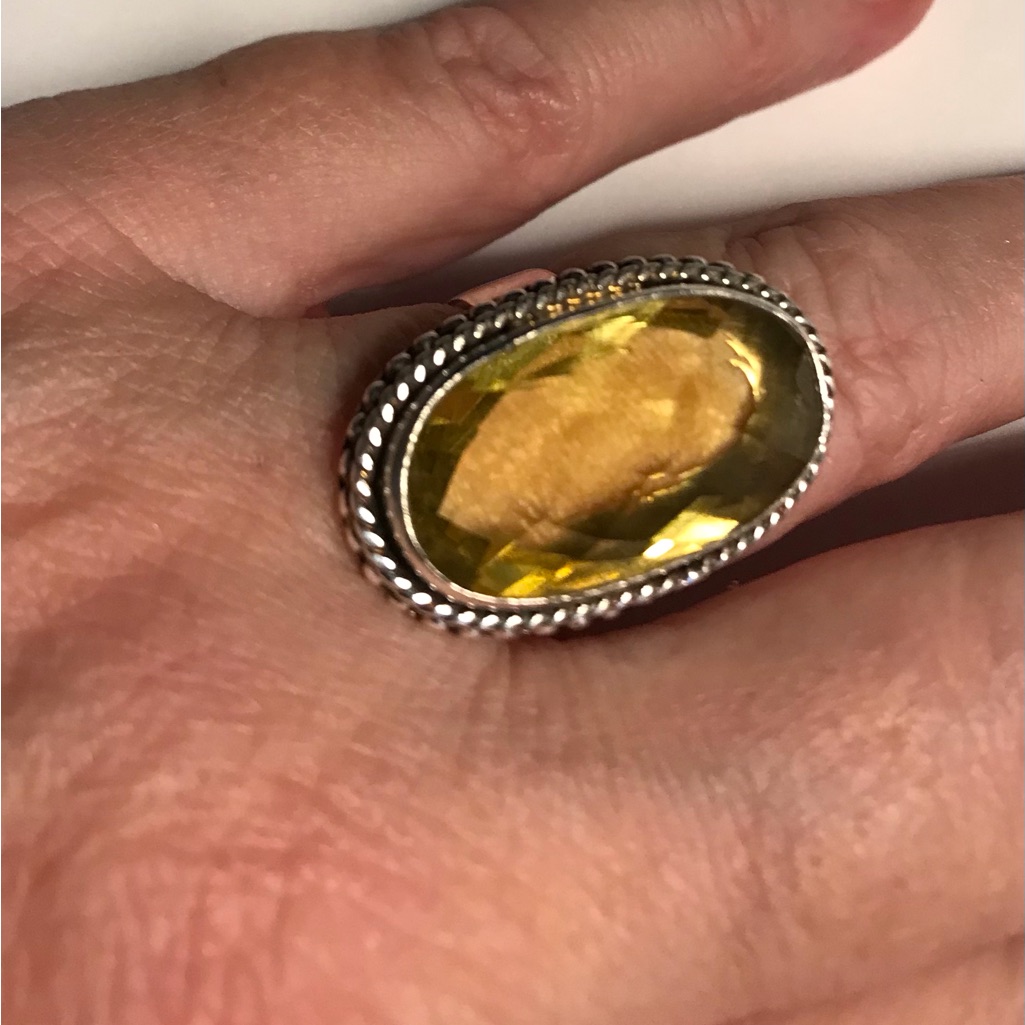 Citrine Stamped 925 Sterling Silver Ring 98$